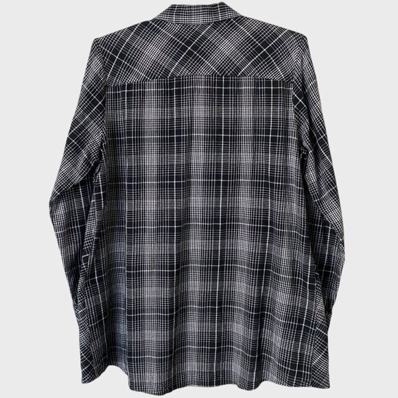 Foxcroft Cici Plaid Perfection Tunic Black Women's Size 14 Button-Up Long-Sleeve - Picture 4 of 12